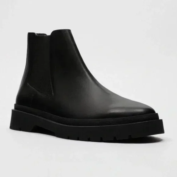 Men's Zara Leather Chelsea Ankle Boots Size